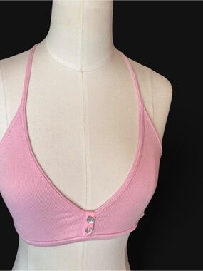 Intimately by Free People Gypsy Warrior Pink Ribbed Bralette with Front Buttons
